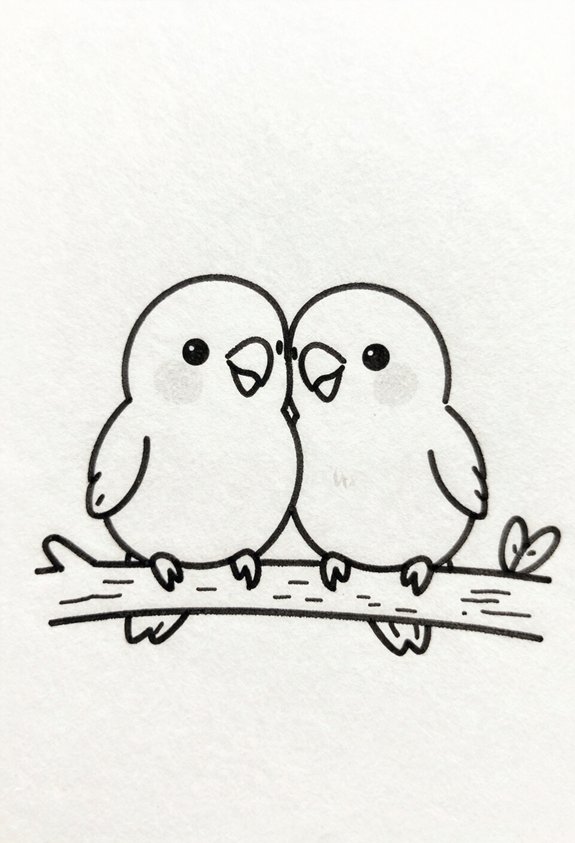 lovebirds perched on branch