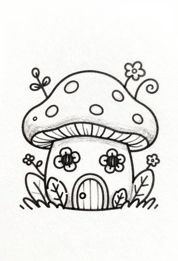 mushroom and leaf fairy house
