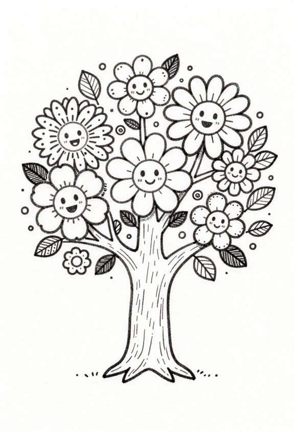 oversized flower tree doodle