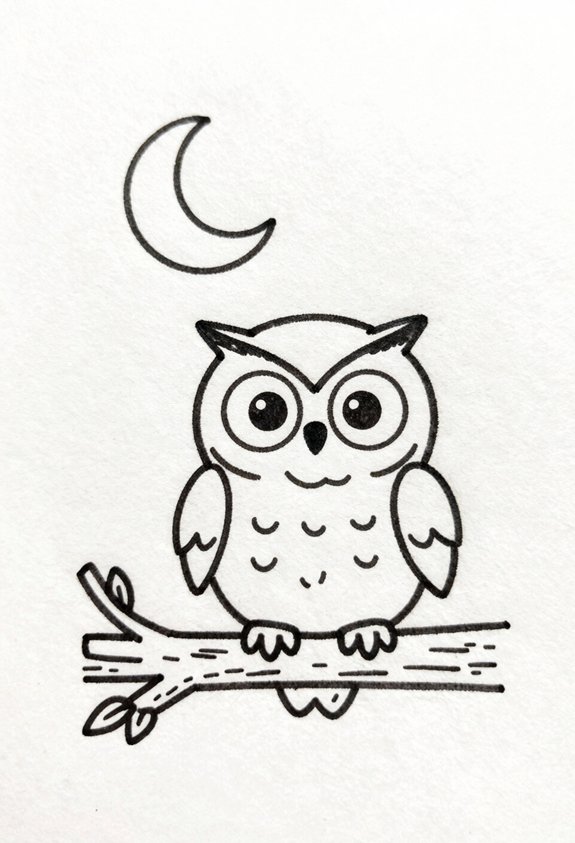 owl under crescent moon