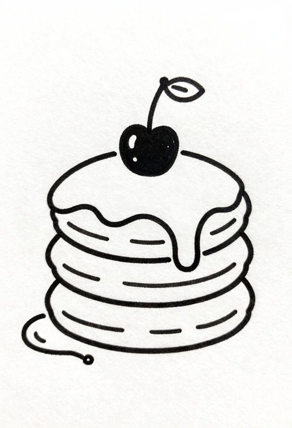 pancakes with syrup and cherry