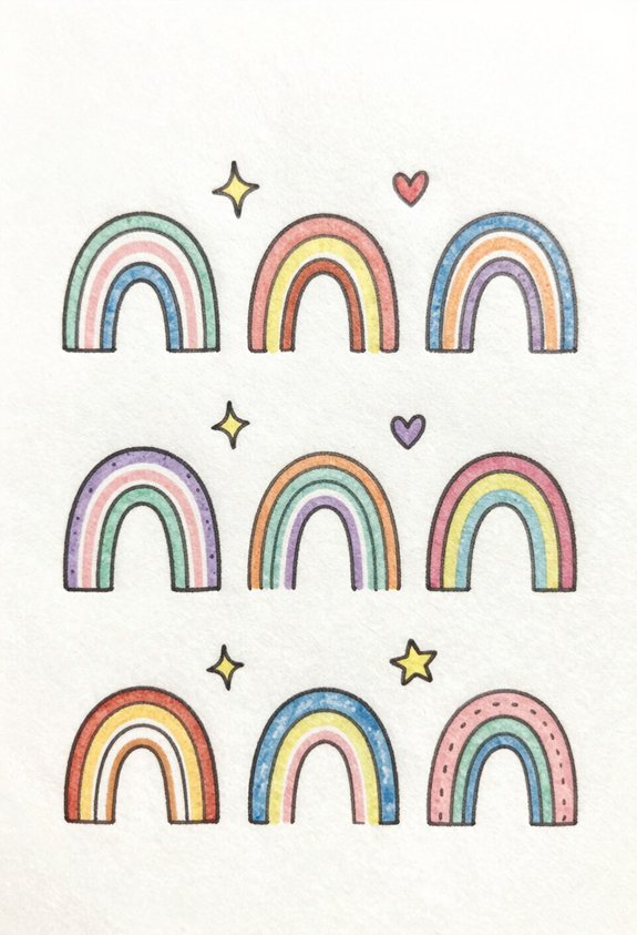 pastel rainbow doodle accents