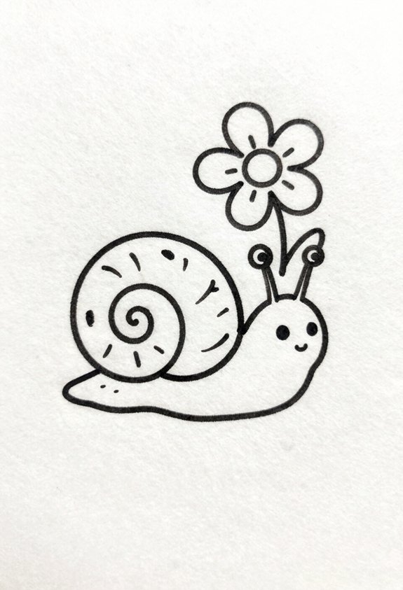 patient snail with flower