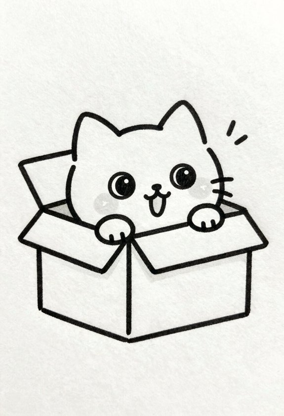 playful cat in box