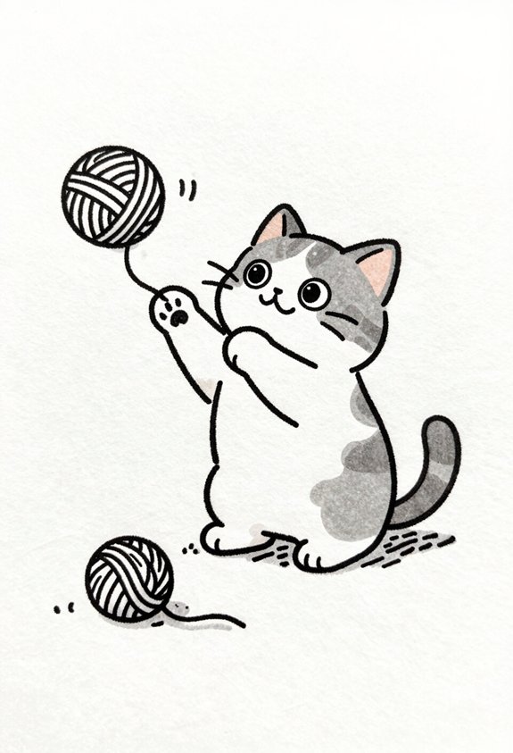 playful cat yarn doodle