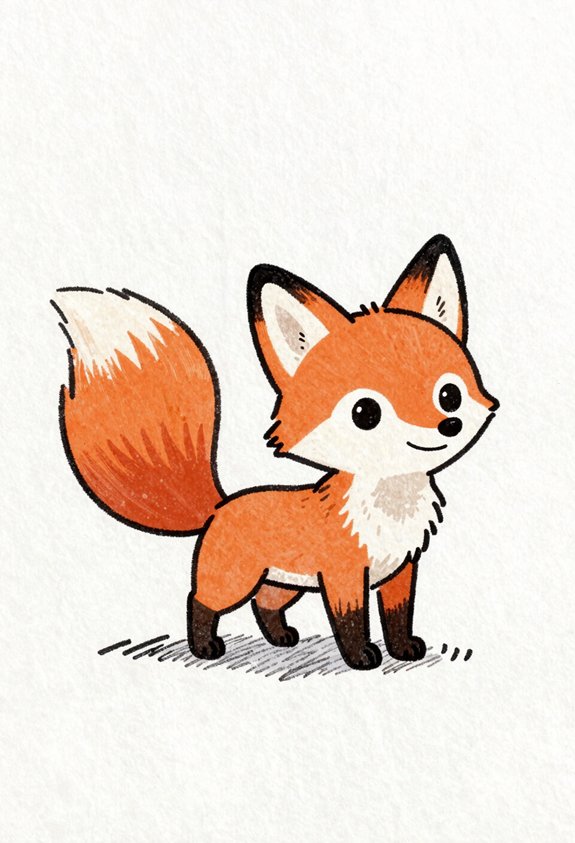 playful fox with tail