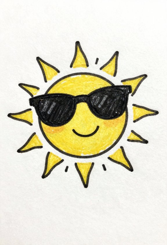 playful smiling sun doodle