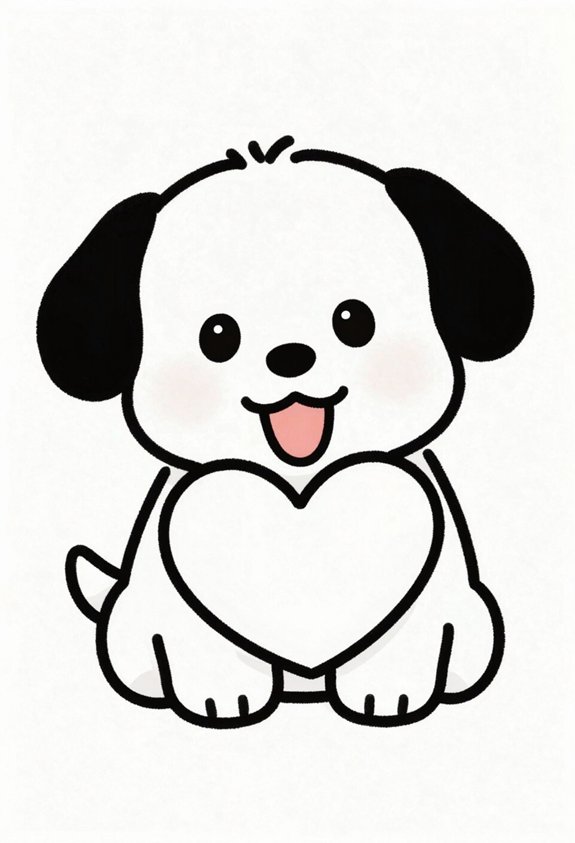 puppy with heart doodle
