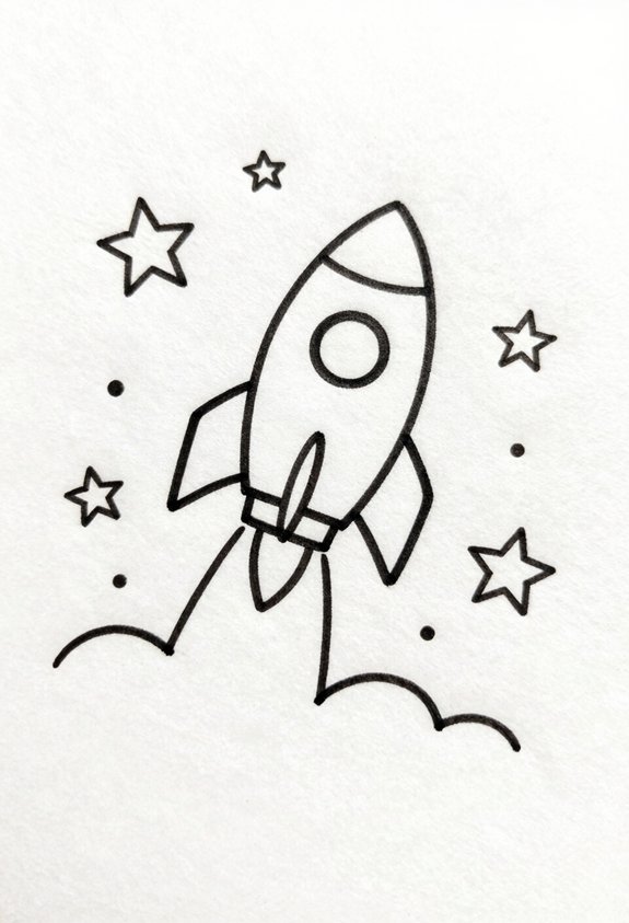 rocket ship adventure doodle
