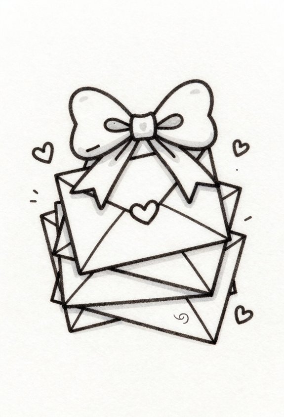 romantic letters tied together