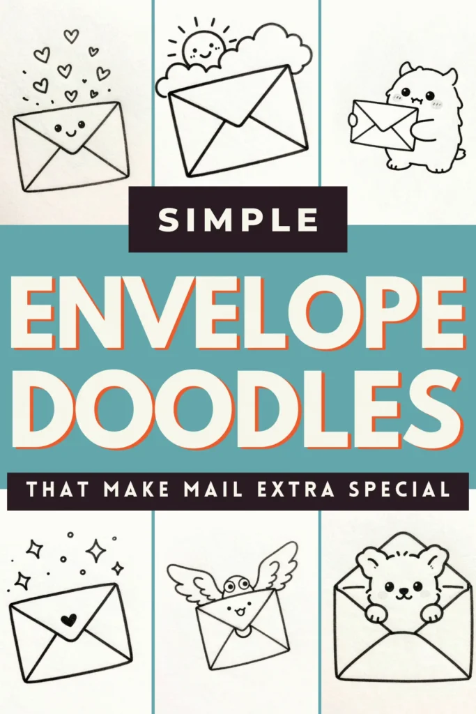 Playful envelope doodles with cute characters and designs to make your mail extra special and fun.