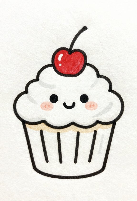 smiling cherry topped cupcake