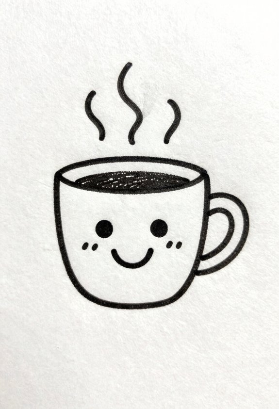 smiling coffee cup doodle