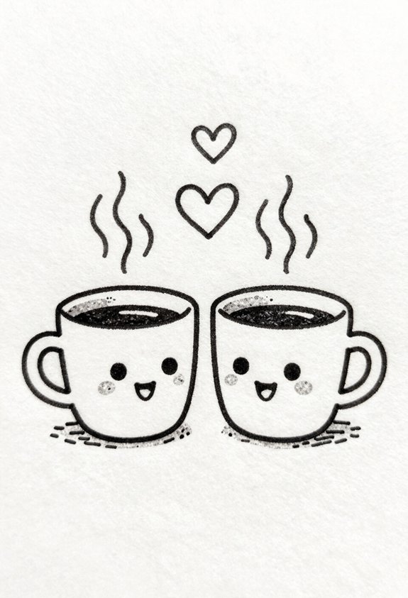smiling coffee cups doodles