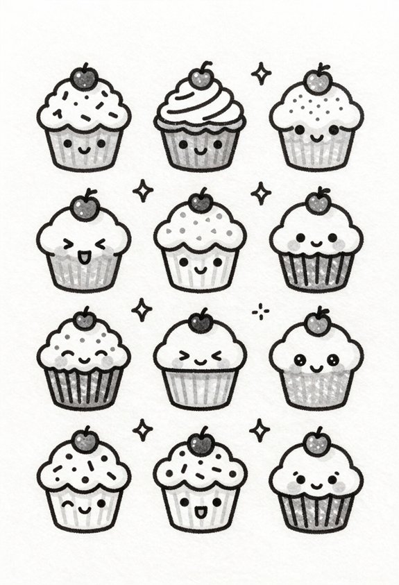 smiling cupcakes with frosting