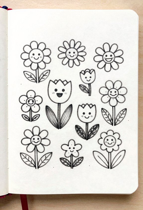 smiling flowers dot journal