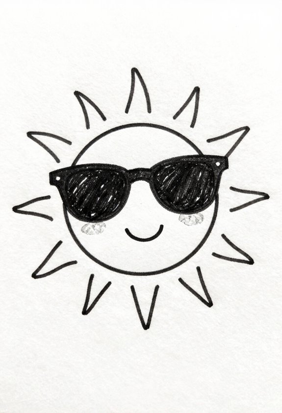 smiling sun in sunglasses