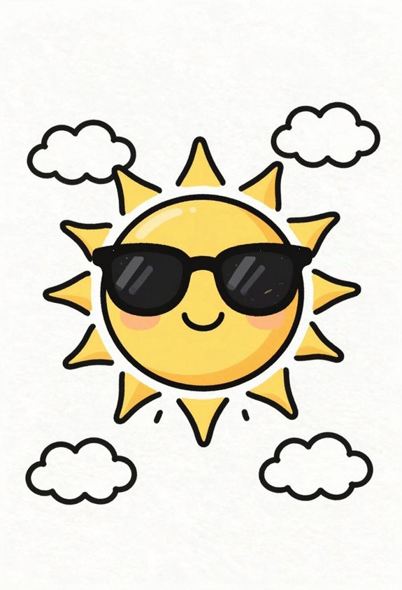 smiling sun with clouds