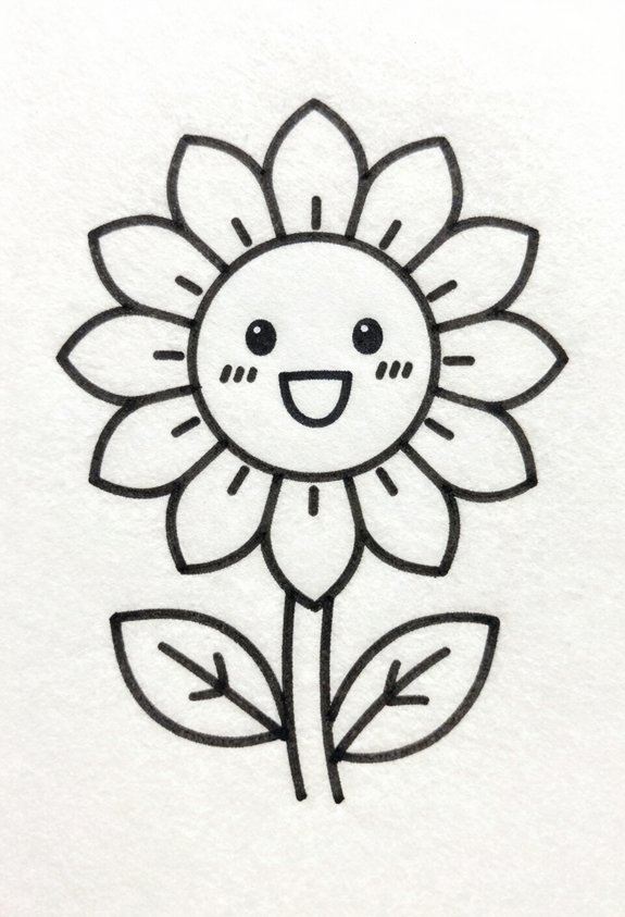 smiling sunflower garden doodles