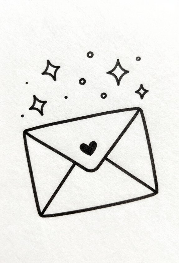 sparkly envelope with stars