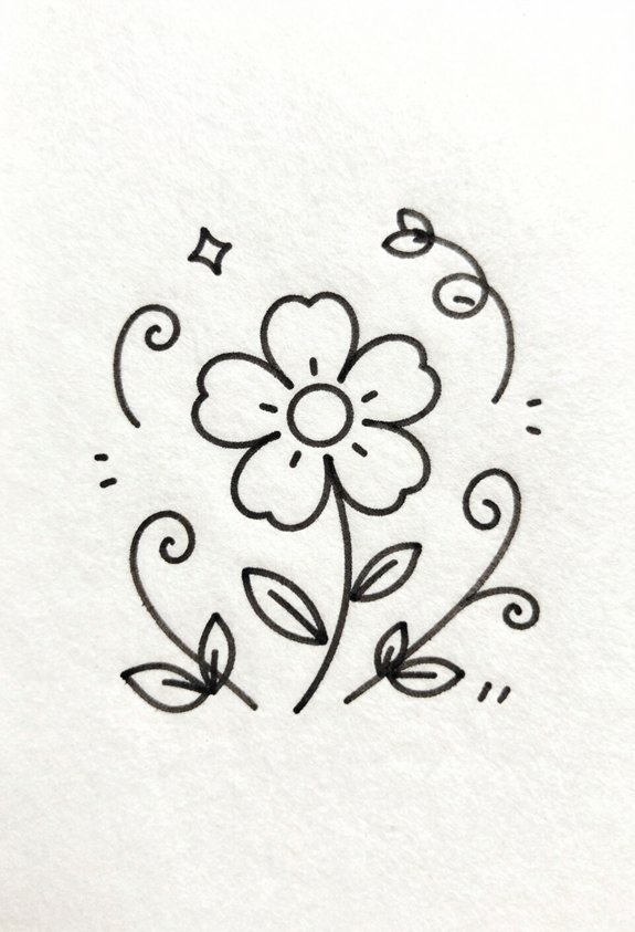 swirly vines surrounding flower