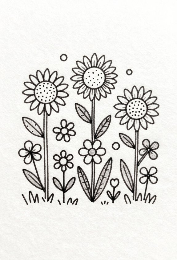 varying heights of wildflowers