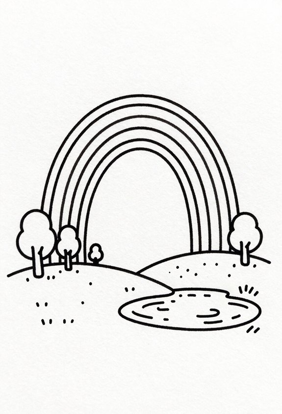 vibrant rainbow serene landscape