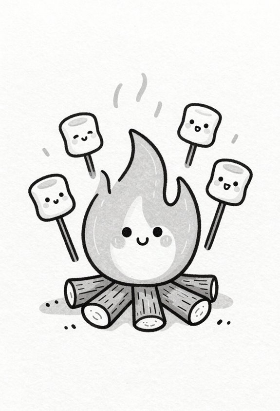 warm campfire roasting marshmallows