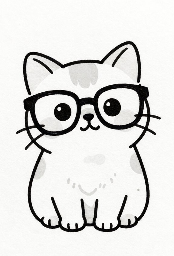whimsical cat with glasses