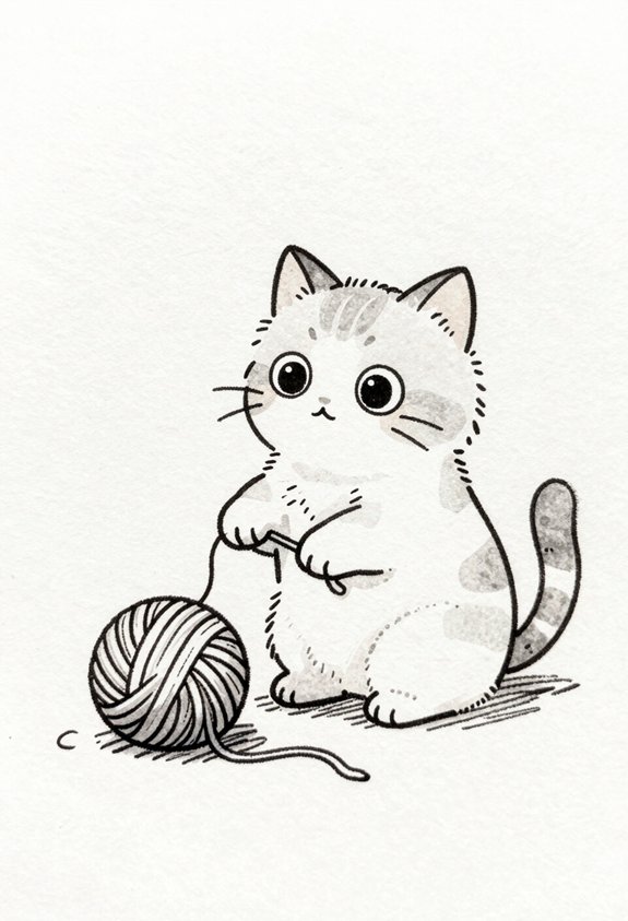 whimsical cat yarn doodle