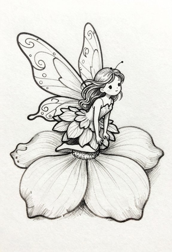 whimsical fairy on petal