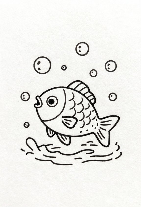 whimsical fish in bubbles