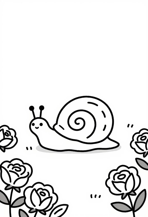 whimsical snail on roses