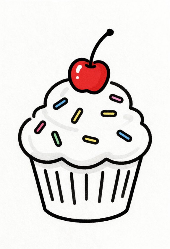 whimsical sprinkles cherry cupcake