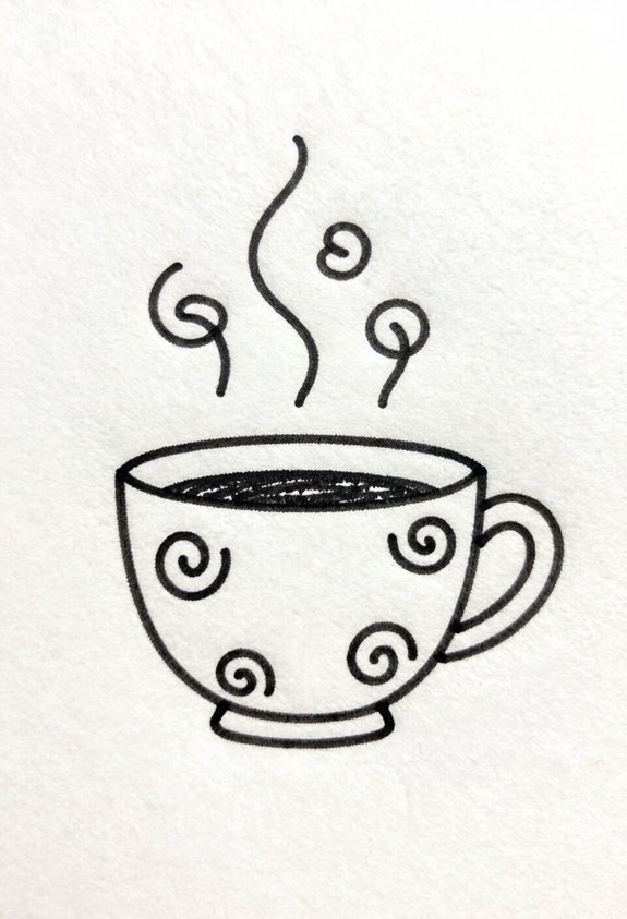 whimsical tea cup doodle