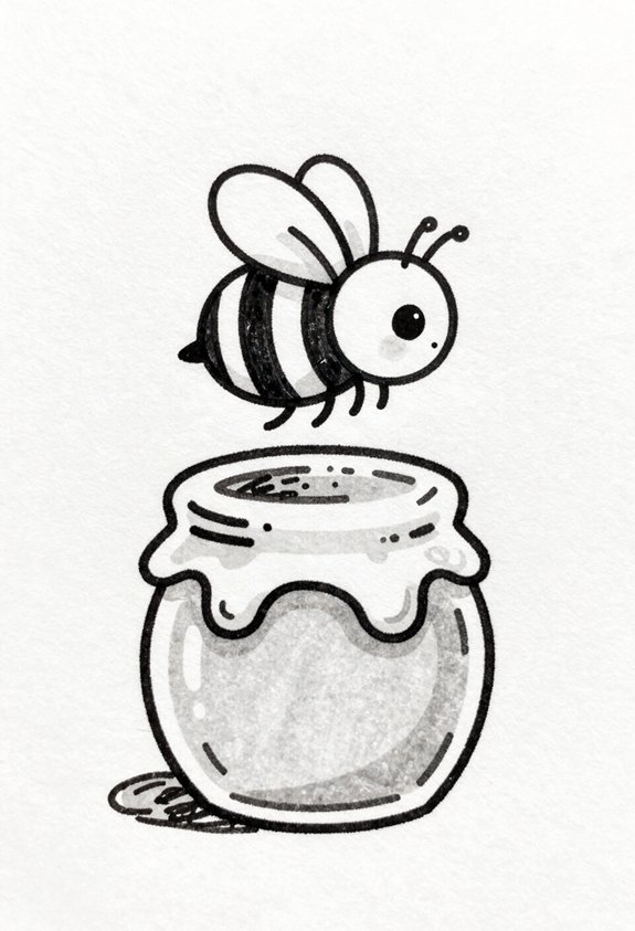 bee buzzing near honey