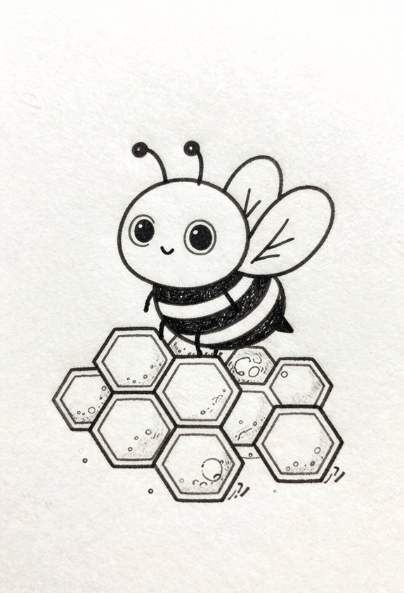 bee on honeycomb cell