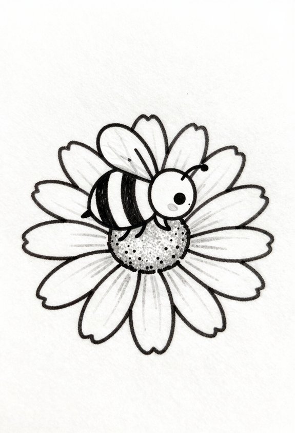 bee on sunny daisy