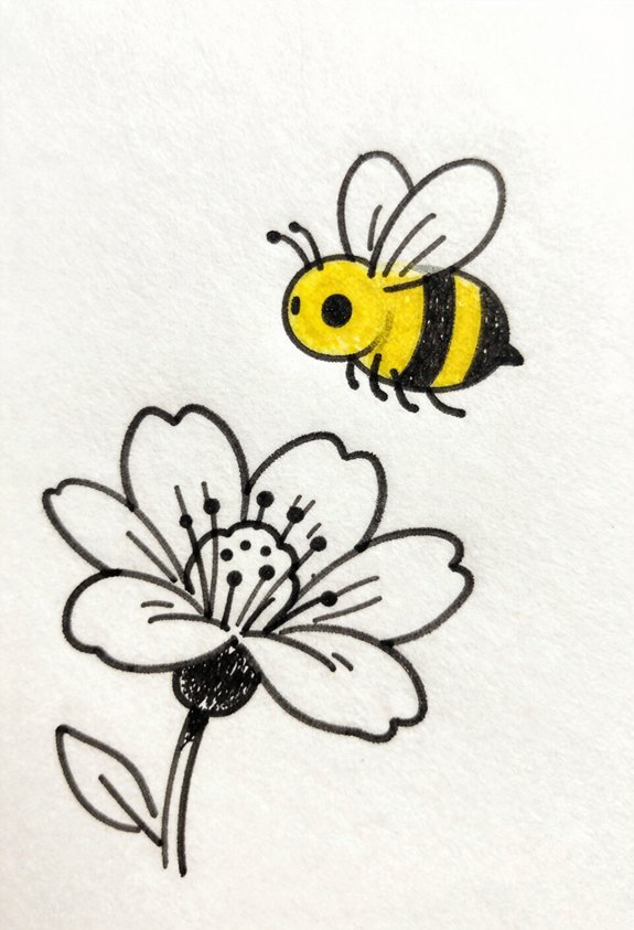 bee pollinating vibrant blossom