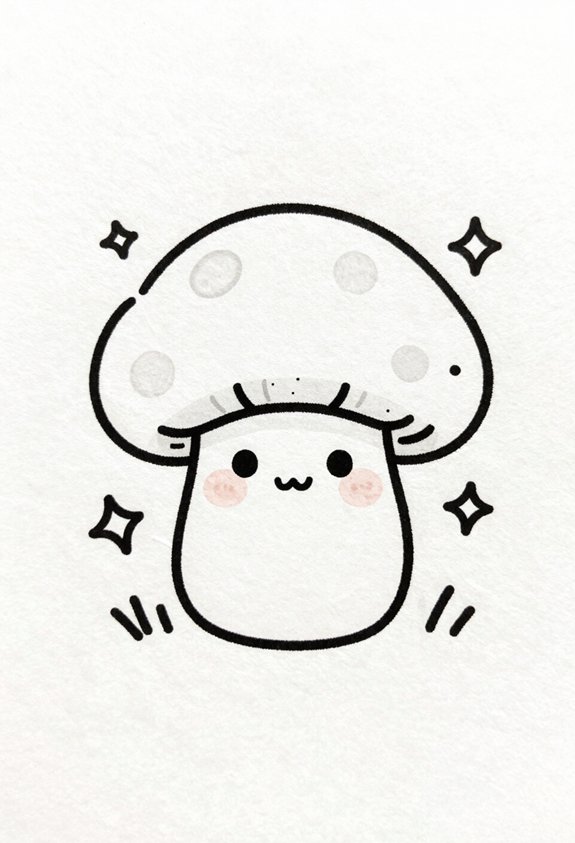 blushing kawaii mushroom sketches
