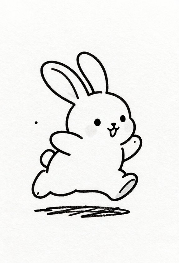 bunny hopping in meadow