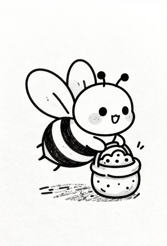 busy bee with pollen