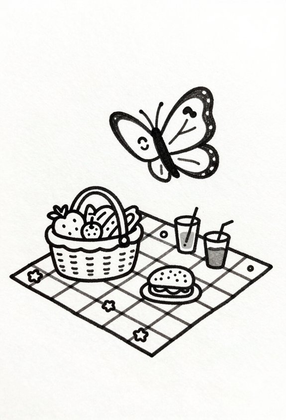 butterfly at picnic spread