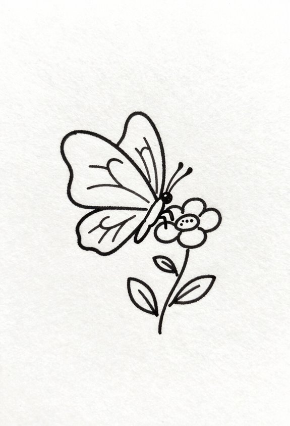 butterfly graces flower stem