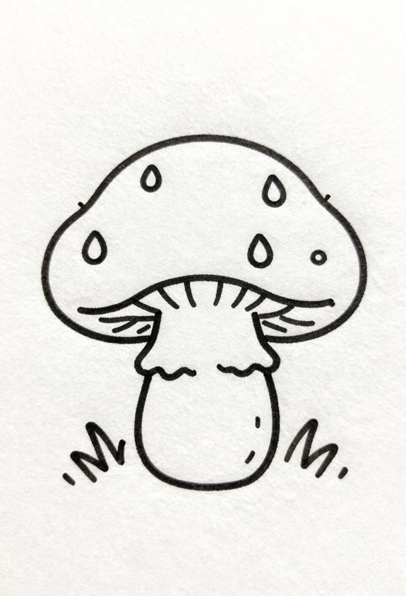charming mushroom with droplets