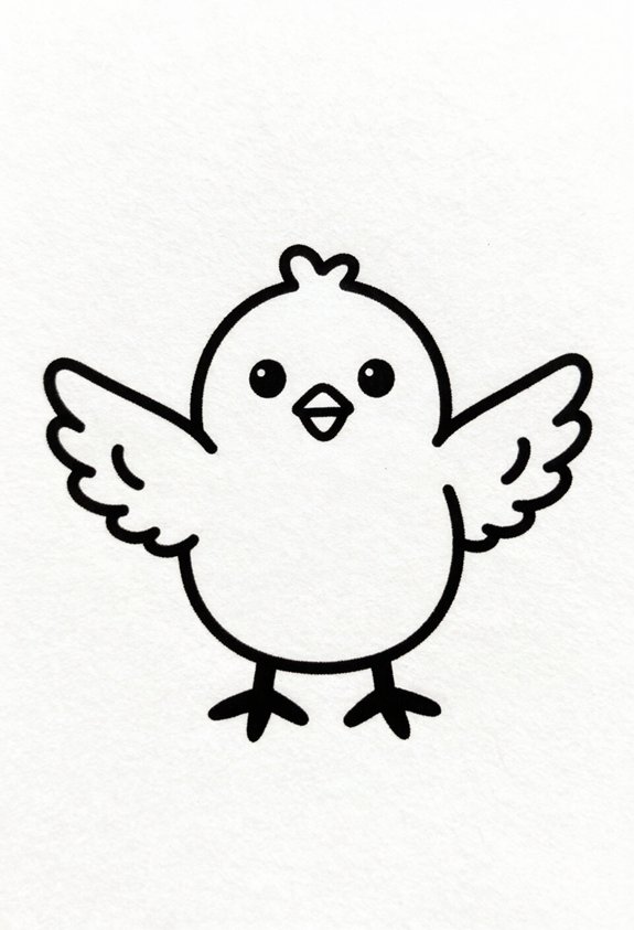 cheerful chick with wings