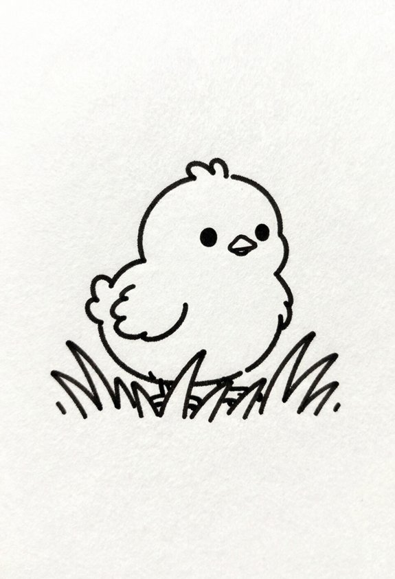 chick hiding in grass