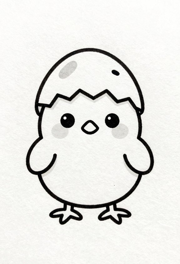 chick in eggshell hat