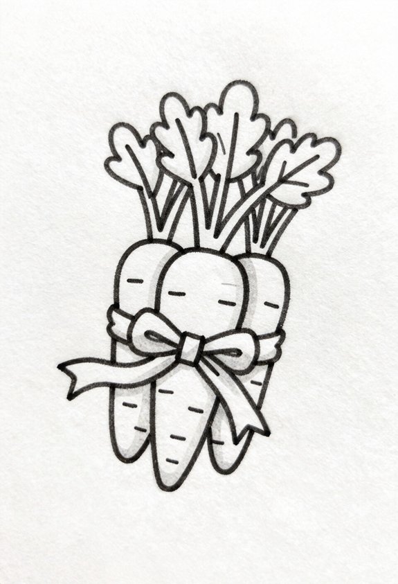 colorful carrots with ribbon