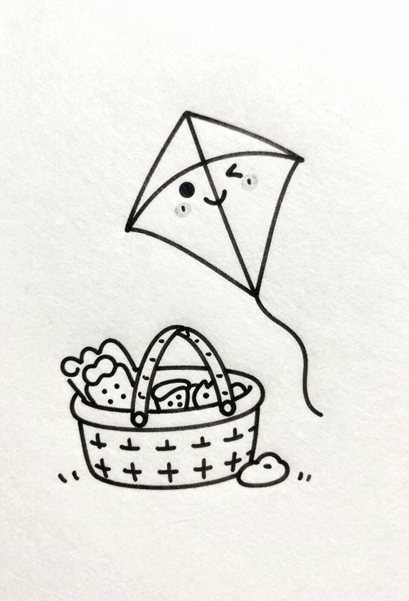 colorful kite by basket